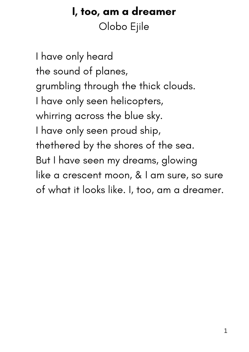 Olobo_Ejile's tweet photo. Read my short poems written in times when I began to reflect on the ordinary. In the ordinary, we are reminded that we are only but time-bound creatures. However, our dreams count, and our aspirations, too, are valid. We must, in every way possible, keep hope alive. https://t.co/qLaw8sBIrz