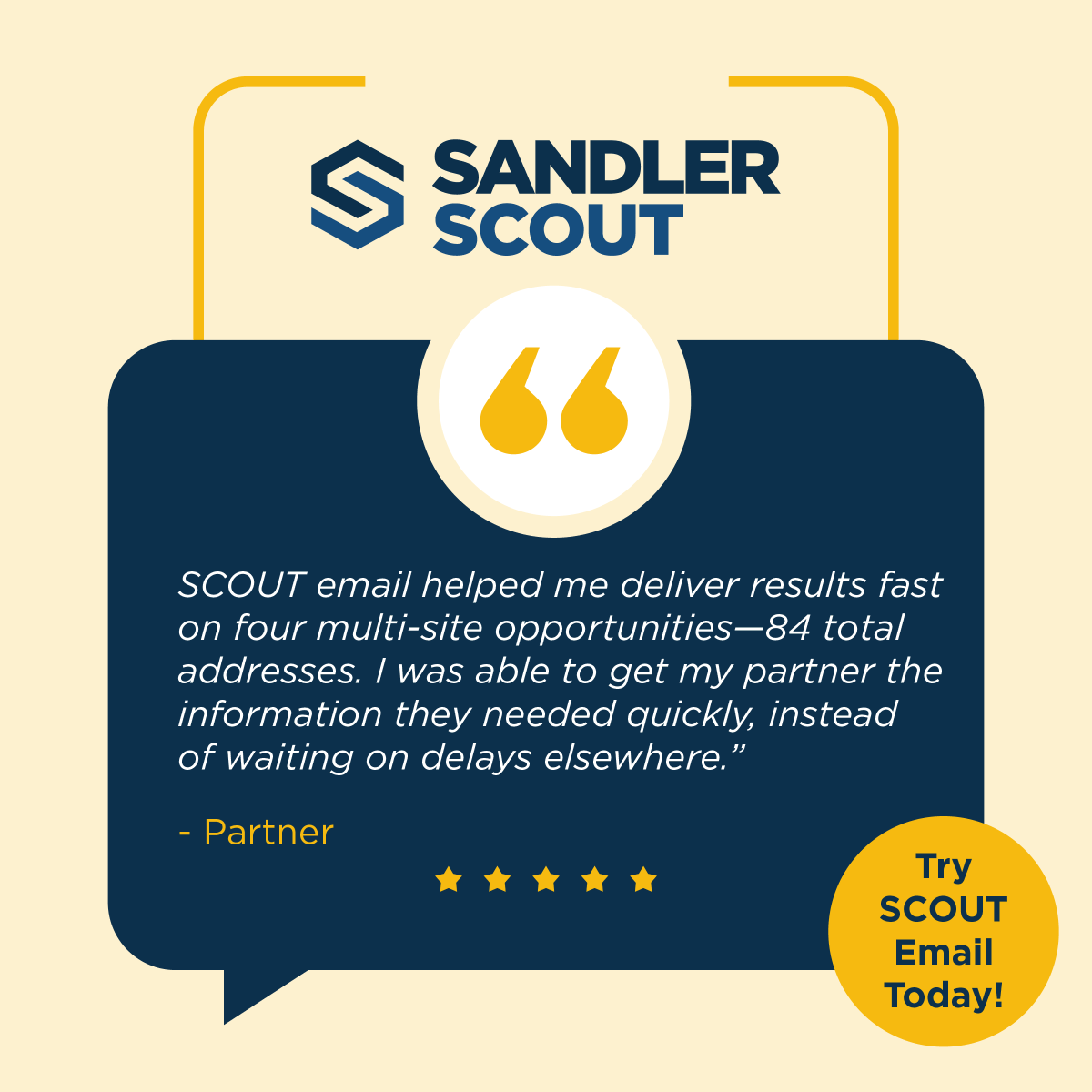 SandlerPartners's tweet photo. With Sandler SCOUT email, no need to worry about addresses buried in threads, spreadsheets, or mixed formats. Send one address—up to 50—&amp; AI detects each, returning results across 75+ Providers in minutes. No cleanup or extra steps. Learn more: https://t.co/3y4DC7mGM4 https://t.co/WSLlOoW8Jy
