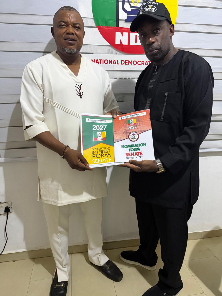 KelvinAmata's tweet photo. Presenting the Delta Central senatorial candidate under NDP, Eng. Nathan Esiri Osume. 

He was cleared by the NDP party leadership today, in Abuja. 

@nathanOsume
@ruffydfire 
@ARISEtv https://t.co/aKvyKrAfB0