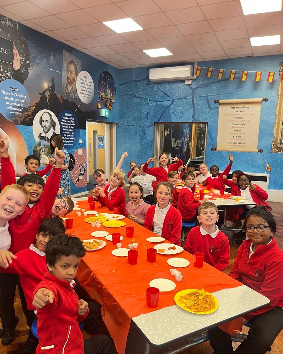 Leechapelsch's tweet photo. Three cheers for Carlos and his marvellous Spanish cafe! 🇪🇸 Our Year 3 children loved trying some Spanish treats today #weareleechapel https://t.co/HsaXYuMKe9