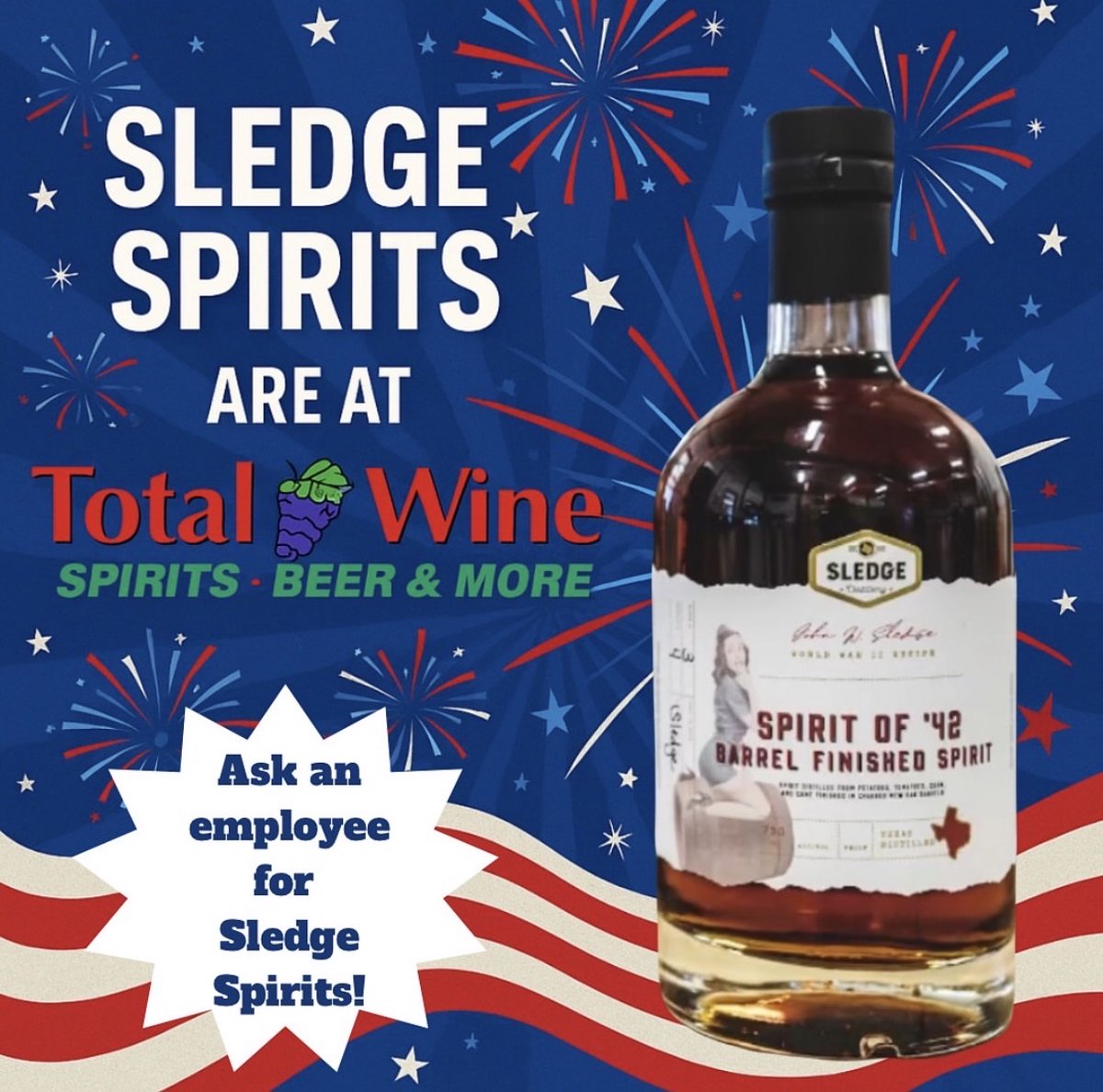 SledgeSpirits's tweet photo. If you can’t make it out to the distillery, you can stock up at Total Wine for Memorial Day weekend! https://t.co/FVoEcWFO0m