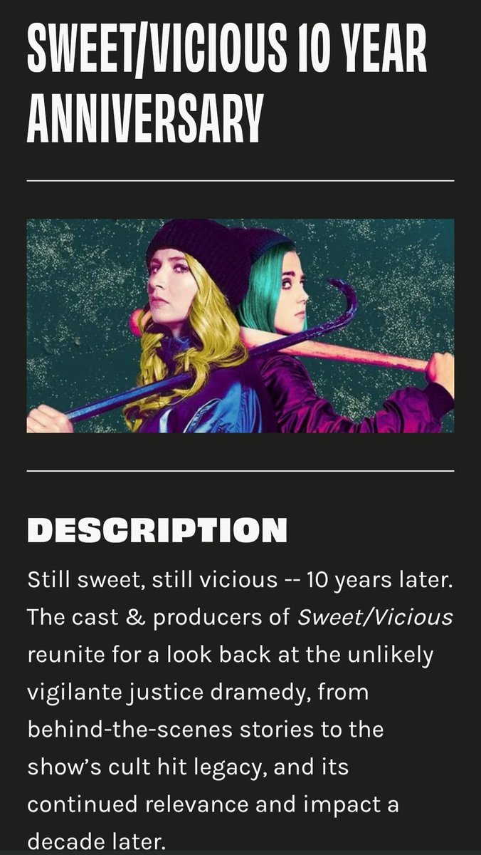 B_Dailey13's tweet photo. This is how I find out #SweetVicious will be back at @ATXFestival after so long and I won't be there 😭 @JennKaytin https://t.co/P5VHe4C5mq