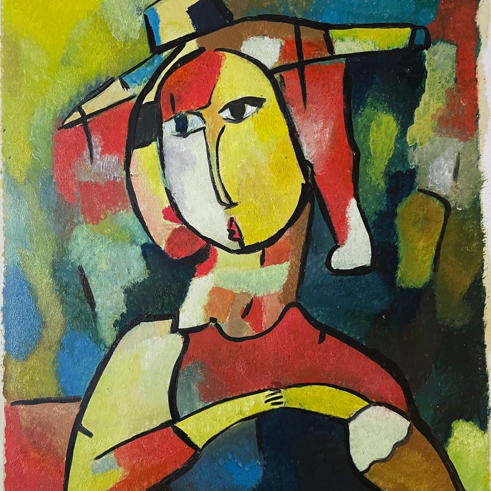 ArmArtProject's tweet photo. There is a beautiful patience to "The girl in the hat" by Ara Hovsepyan. She doesn’t jump off the canvas to demand your attention; instead, she subtly commands the space with fractured geometric lines and a rich, textured palette.
https://t.co/t7Sn2lmqNh

#armenianartistsproject https://t.co/3OENTiXGTF