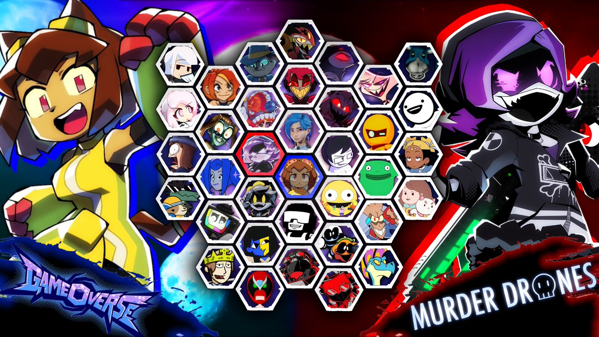 NCRChicago's tweet photo. It's been a bit since I did this so... I had another vision for a fighting game roster #gameoverse #murderdrones #tdac #glitch https://t.co/AvTCJMWtxf
