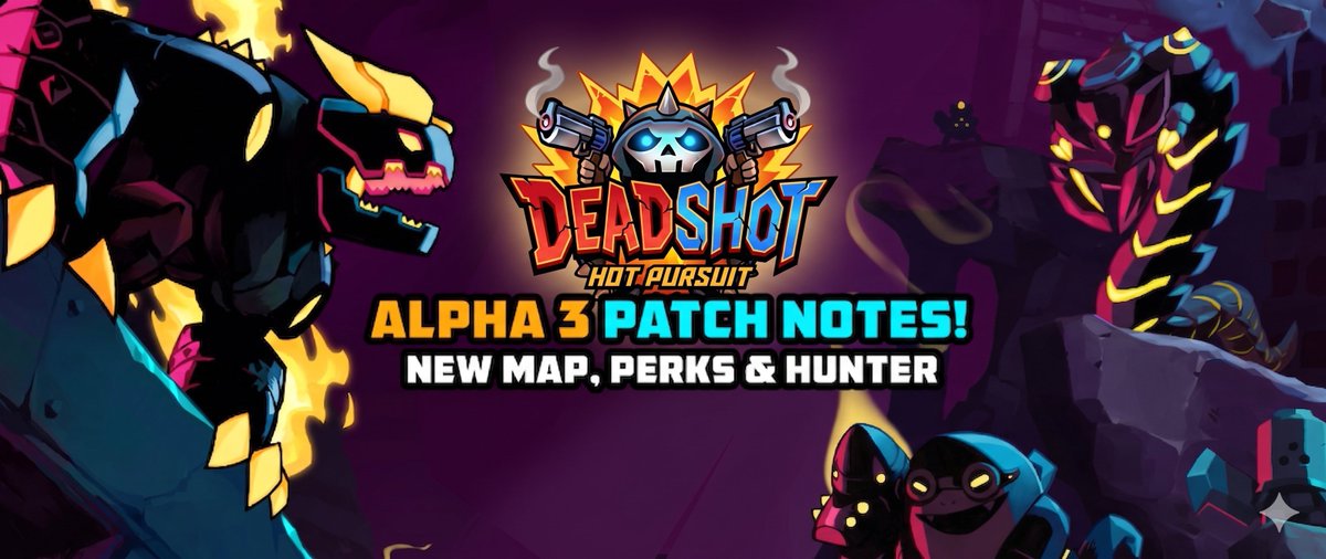 deadshotverse's tweet photo. 🎯 Deadshot: Hot Pursuit - Alpha Version Patch 3 [Update 0.2.4b]

New Character: 
👉🏻 Dhala. The mysterious and agile Dhala joins the hunt.

New Map: 
👉🏻 Himmaphan. Treacherous landscapes, new enemies, and two powerful bosses.

New gameplay Features:
👉🏻 Hunter Skills: Each hunter now has a unique skill, adding more depth and strategy to character selection and gameplay.
👉🏻 Accelerated Difficulty: The further the hunters go, the tougher the fight.

Changes:
👉🏻 Black Market: Perks are now sold specifically to each hunter.
👉🏻 Rebalanced Hunter and Monster Stats: Encouraging more cooperative gameplay.
 👉🏻 Cursor UI Color: Adjusted to improve visibility during battles.