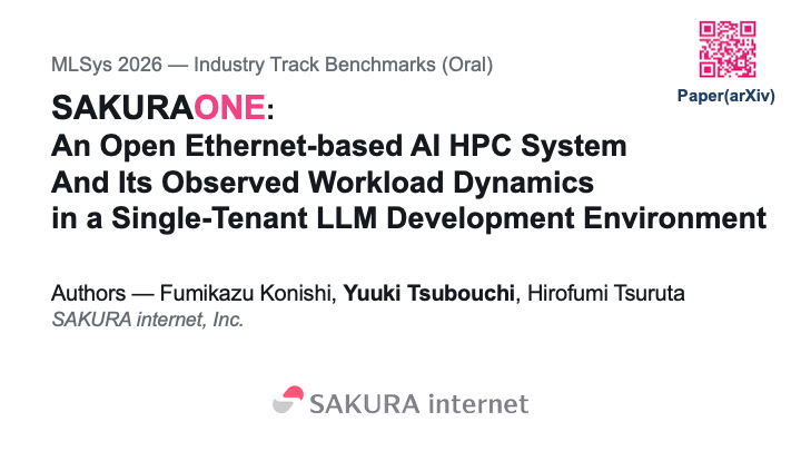 yuuk1t's tweet photo. I’ll be giving the oral presentation for this work from SAKURA internet in Japan, at #MLSys2026 

Please also join us at Industry Track Oral Presentation: Benchmarks and Evaluation (Thu 4:30 - 6:00 p.m.) https://t.co/3uu4Sbtmk2