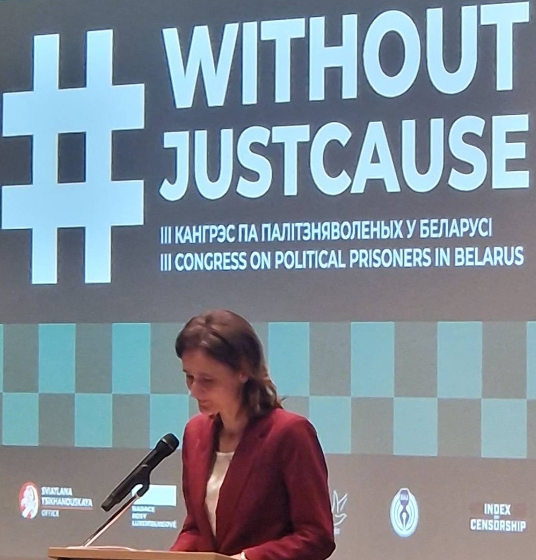 MarkDietzen's tweet photo. At the 3rd Congress on Political Prisoners in #Belarus, Belarusian Democratic Forces' Leader Sviatlana @Tsihanouskaya, Lithuanian @LRSeimas MP @VCmilyte &amp; Nobel Peace Prize laureate Ales Bialiatski called for further efforts to release all imprisoned #WithoutJustCause in Belarus https://t.co/2byxsppkhT