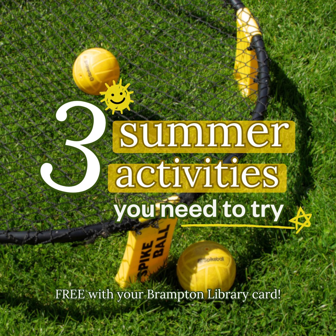 BramptonLibrary's tweet photo. Summer has more to offer when you have your Brampton Library card! 💳✨

Discover the ☀️Seasonal Activity Kit for you and borrow one (or more 😉) using this 🔗link: https://t.co/LkSFez0yFn

Which kit do you have your eyes on?
🐎 for Horseshoes
🟡 for Spikeball
🏸 for Badminton https://t.co/L4Img97DOs
