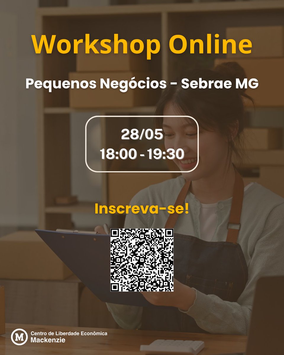 mack_liber's tweet photo. A atividade será conduzida pela equipe do Sebrae MG e buscará promover uma discussão baseada em dados, evidências e tendências do cenário empresarial brasileiro.

Inscrições podem ser realizadas por meio do QR Code presente na imagem oficial ou pelo link: https://t.co/TnVXvNBjgJ https://t.co/LIbAzsu8N2