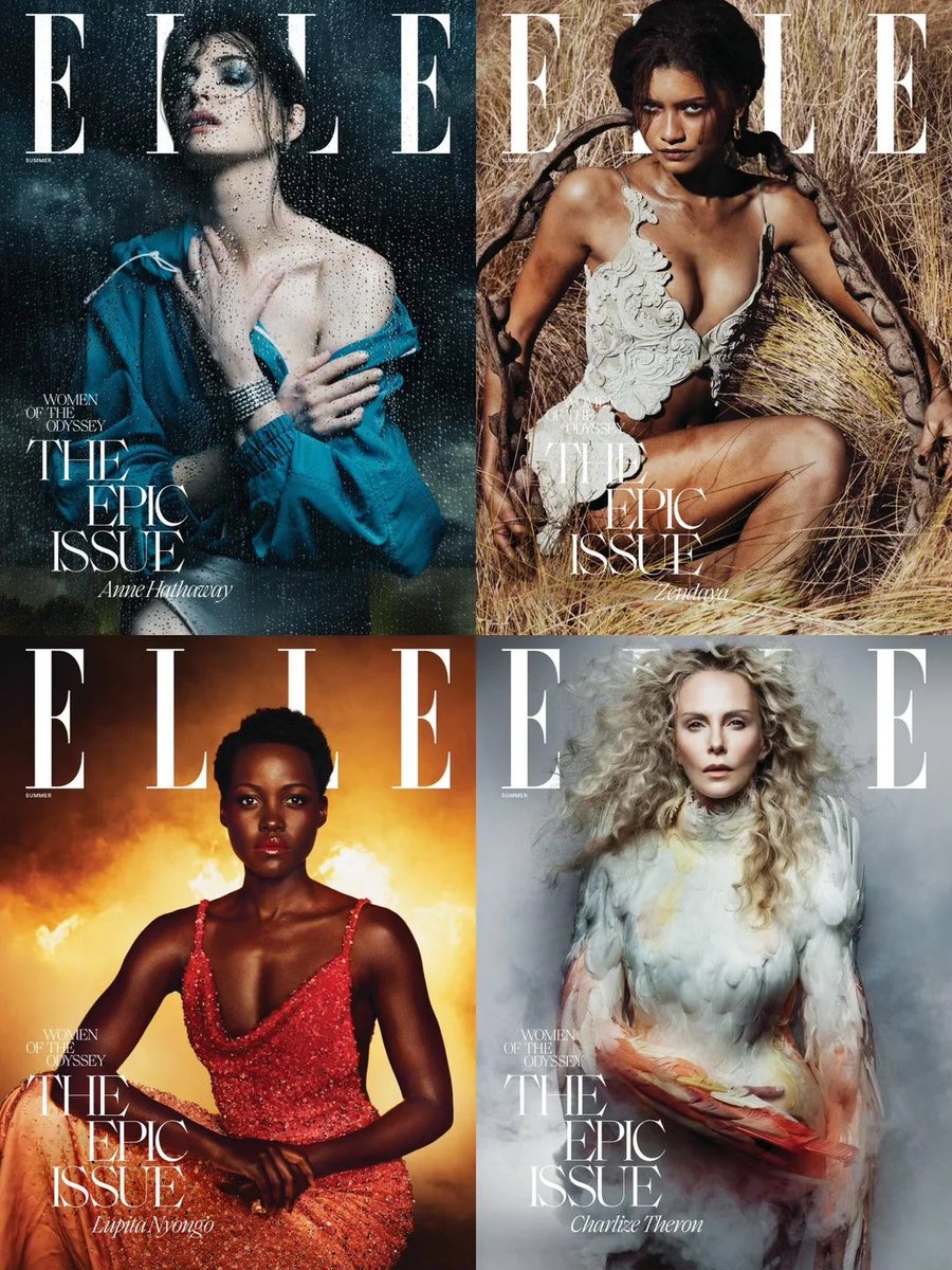 MediumSizeMeech's tweet photo. These Elle covers for The Women of The Odyssey feel incredibly dated. The elements? Is this ANTM in 2007???? https://t.co/kc53g8WXfC