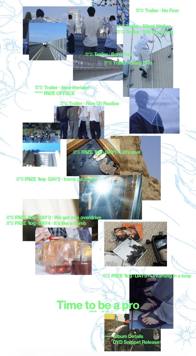 riize_archives's tweet photo. RIIZE - The 2nd Mini Album ‘II’ Schedule Poster

May 25 — Trailer: No Fear
May 26 — Trailer: Silent Walker
May 27 — Trailer: Still Dreaming
May 28 — Trailer: Born Free
May 29 — Trailer: Deep Dive
May 30 — Trailer: New Horizon
May 31 — Trailer: Rise (2) Realize
Jun 1 — RIIZE llog Day 1: Let's soar
Jun 2 — RIIZE llog Day 2: Imma go dance
Jun 3 — RIIZE llog Day 3: We get into overdrive
Jun 4 — RIIZE llog Day 4: It's like a bomb
Jun 5 — RIIZE llog Day 5: Dreaming in a loop
Jun 6 — Time to be a pro
Jun 8 — Album Details + DYD Snippet Release
Jun 8~14 — DYD Preview
Jun 14 — MV Teaser Release
Jun 15 —‘II’ Countdown Live + Album Release + MV Release + MV Photo Release
Jun 16 — ARCHIIVE²
Jun 18 — DYD - Bootlleg ver.
Jun 19 — DYD Night