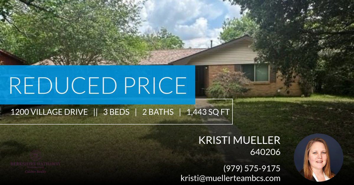 Muellerteambcs's tweet photo. 📍 Reduced Price 📍 This recently reduced home at 1200 Village Drive in College Station won't last long, so, don't wait to set up a showing! Reach out here or at (979) 575-9175 for more information!

Kristi Mueller, REALTOR®
BHHS C... https://t.co/twynuknJr5 https://t.co/lizo4TdvR3