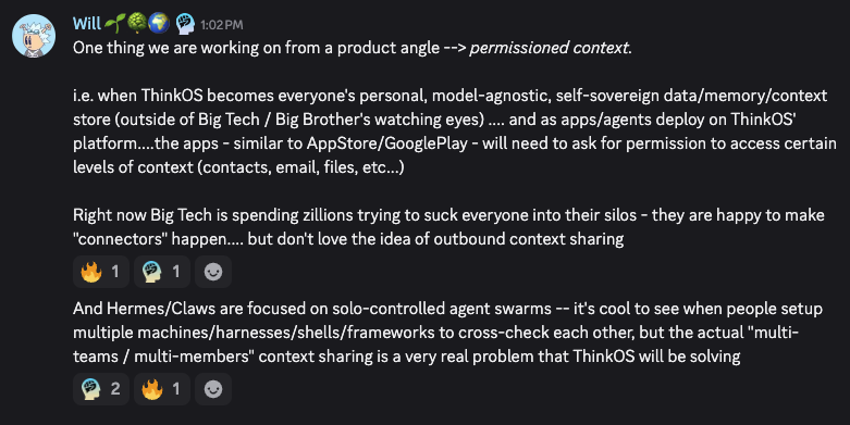 will6079's tweet photo. I've been writing periodically in the @thinkagents Discord about the upcoming ThinkOS release. Come join the conversation! https://t.co/GcOvFTQLfc