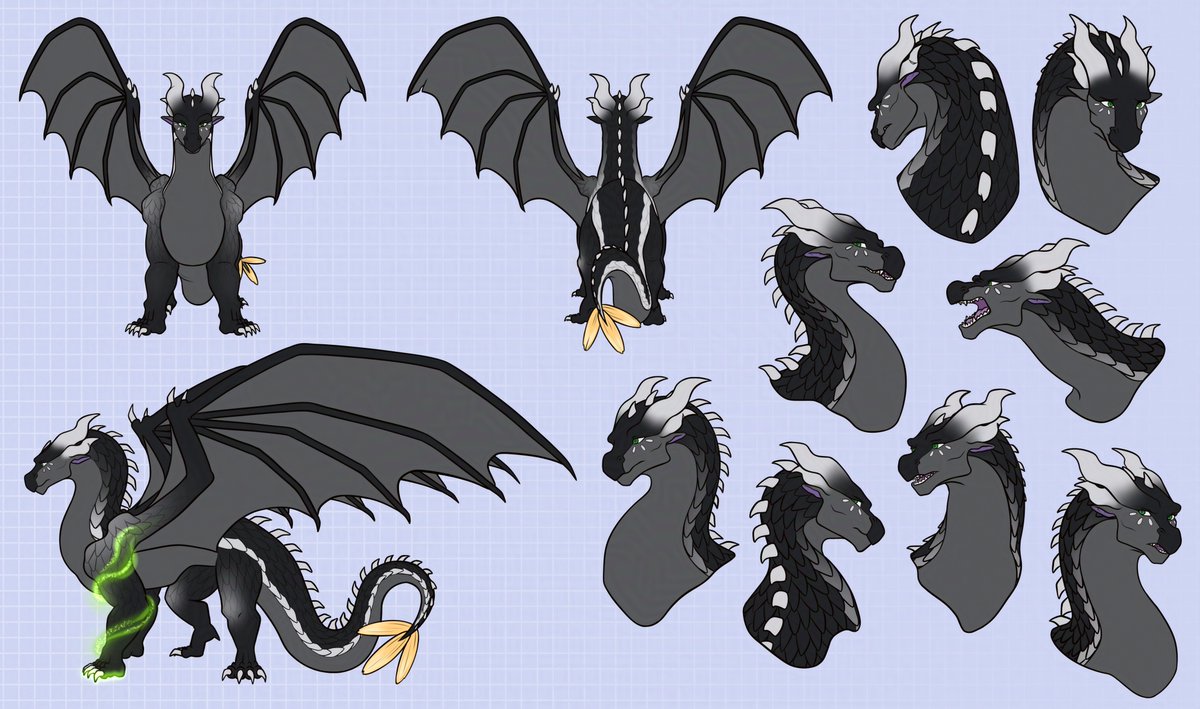 MxridrawsStudio's tweet photo. Character Sheet Commission!! I usually dont get to draw expression sheets or non-rendered work so I was SO happy to take this on!! The line-art alone took me like 10 hours hehe #dragonart #charactersheet #commission #dragon #dragoncharacter https://t.co/zf4Kvms3x7