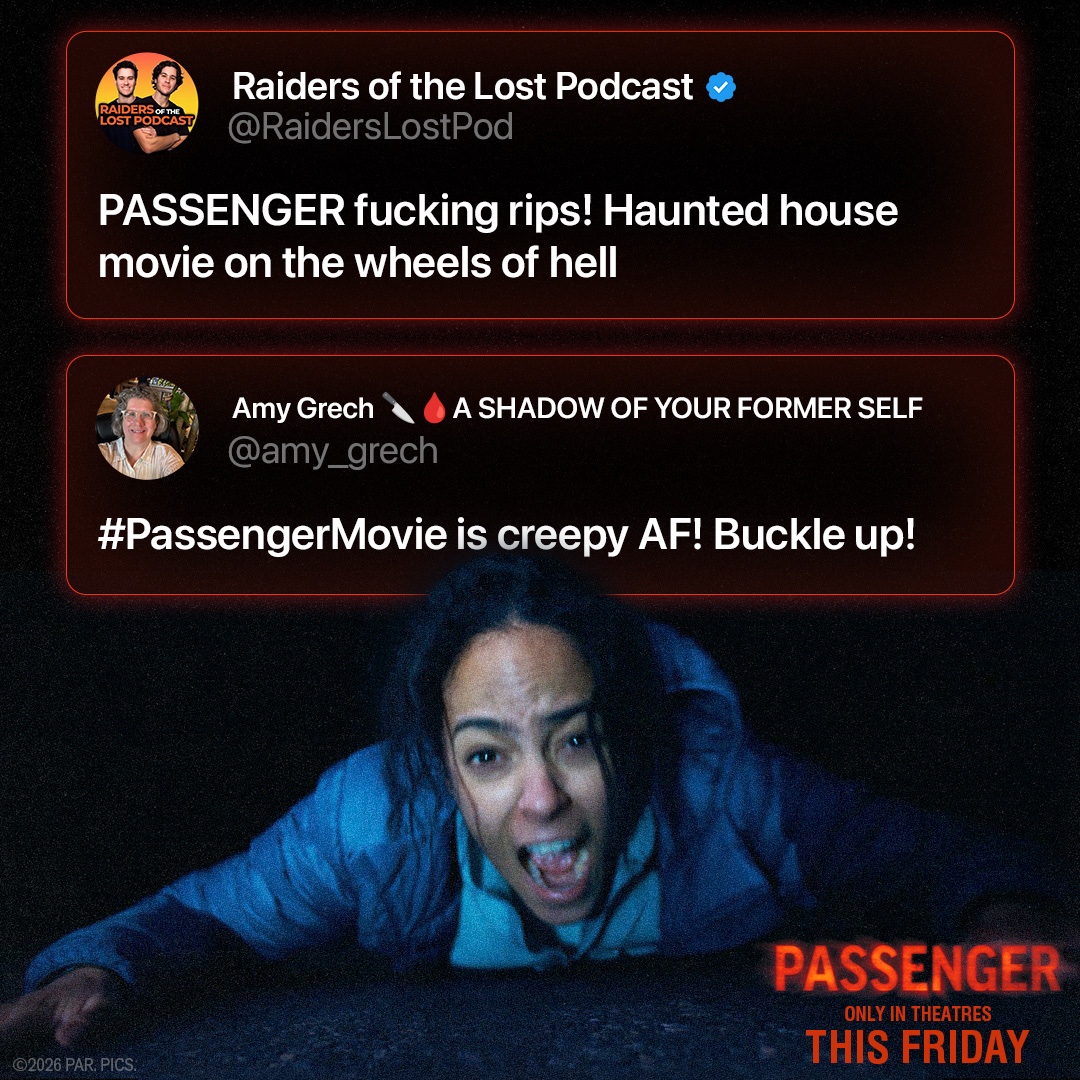 PassengerMovie's tweet photo. Buckle up for a chilling ride. You'll never drive at night the same way again. /// 𖨆 Get tickets for Passenger now - in theatres this Friday.
