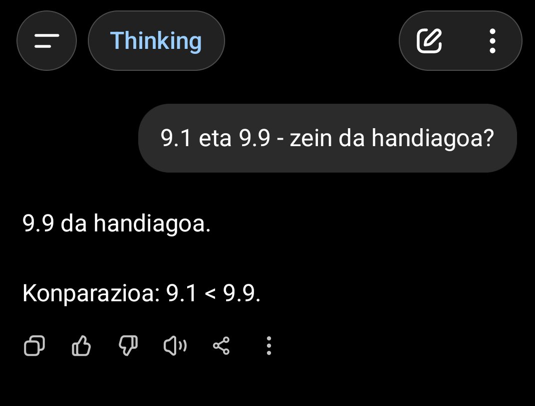 SebaMG2's tweet photo. @Jakub89095844 @FeltSteam @fuckyouiquit Weird. Even when asking in Basque or Klingon it doesn’t get it wrong https://t.co/PxgtAqt5oj