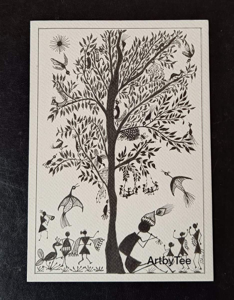 tikulli's tweet photo. Continuing the folks and tribal collection. These smaller ones are available too. DM for price Sohrai from Jharkhand, Baiga from MP and Warli from Maharashtra. All my work is original. No prints/copies. #folkartindia #artforsale #incredibleindia #ArtForHome #giftidea #ArtIndia https://t.co/3YVpZIicwv