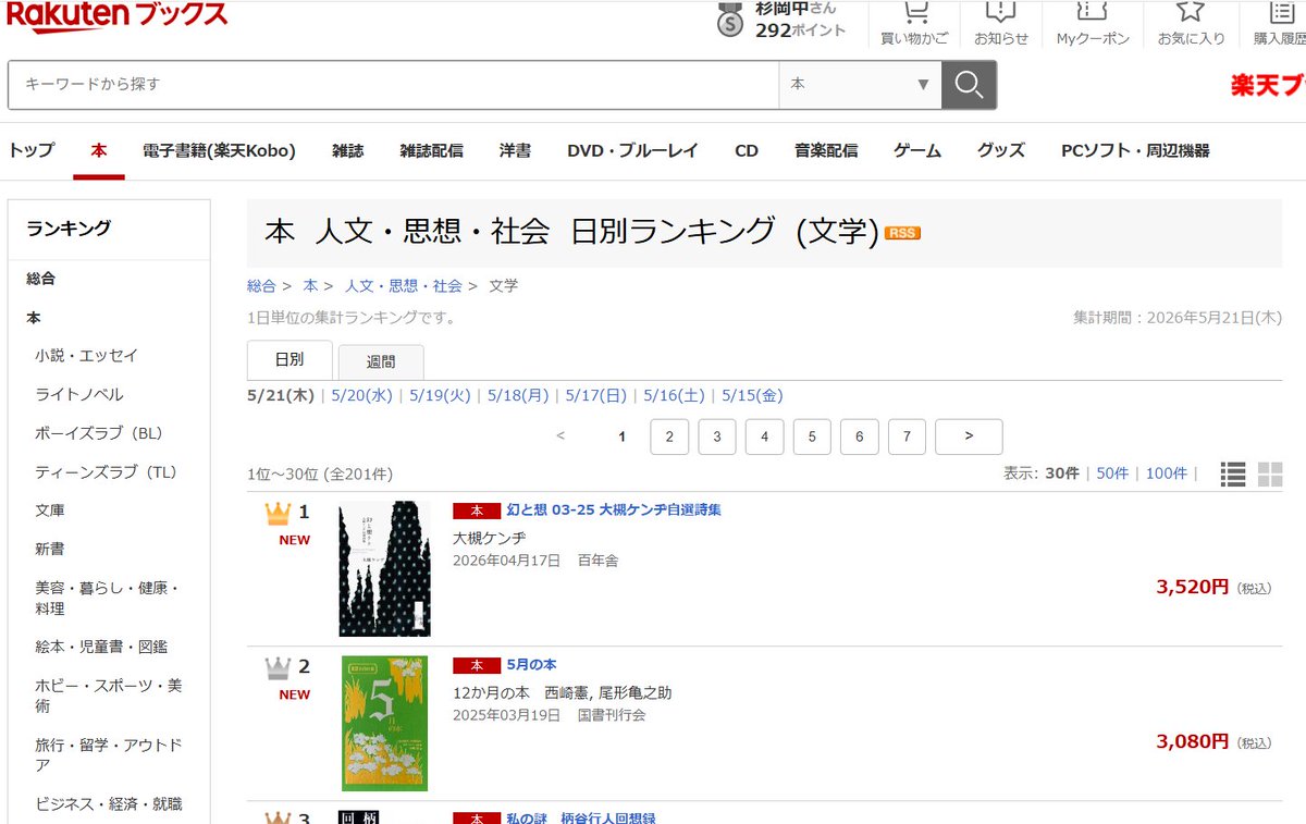 hyakunen_sha's tweet photo. 『幻と想 03-25 大槻ケンヂ自選詩集』が楽天ブックス「文学ジャンル」でランキング1位を獲得しました！  重版も出来ました！ https://t.co/6HVqV3b50l