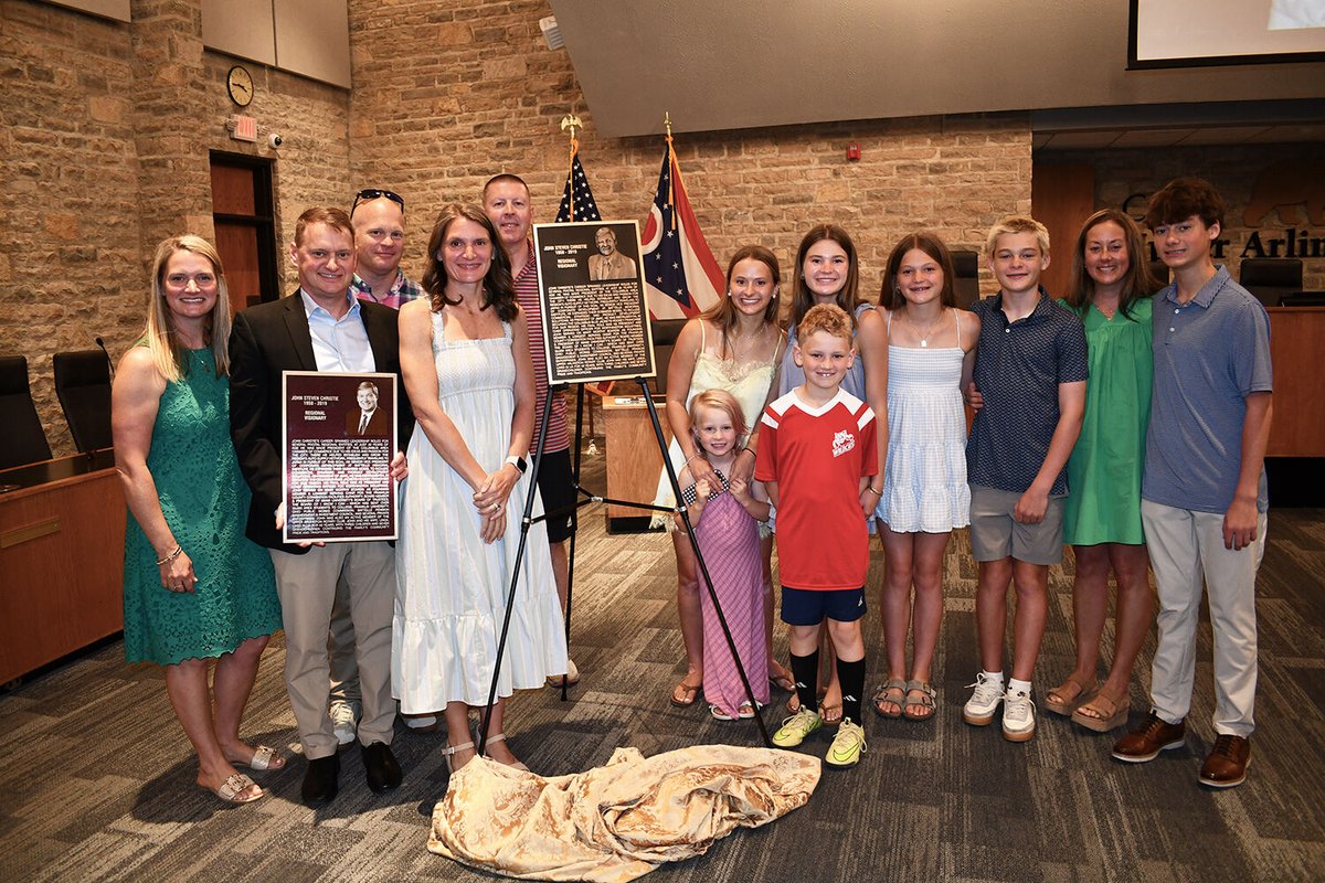 CityofUA's tweet photo. John Steven Christie was inducted into the Wall of Honor this past weekend for his lasting impact on central Ohio and #UpperArlington. @CityofUA and @UA_Historical recognized his decades of professional leadership and civic involvement as a longtime resident and business leader. https://t.co/maB9kys8qF