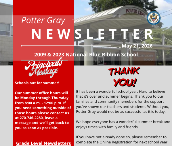 PotterGrayPride's tweet photo. Good evening and happy last day of school! It has been a great school year and we hope everyone has a wonderful summer. https://t.co/X6eUQTlmEU https://t.co/g3OC4TdLVa