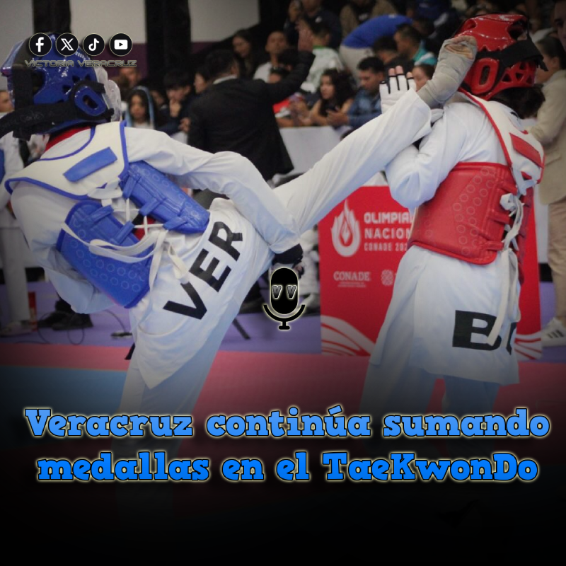 Victoriaveracru's tweet photo. 🥇🏅 Veracruz continúa sumando medallas en el TaeKwonDo, dentro de la Olimpiada Nacional CONADE 2026.
Nota completa: https://t.co/7StqdIxAdQ https://t.co/HwJSCSoQ1n
