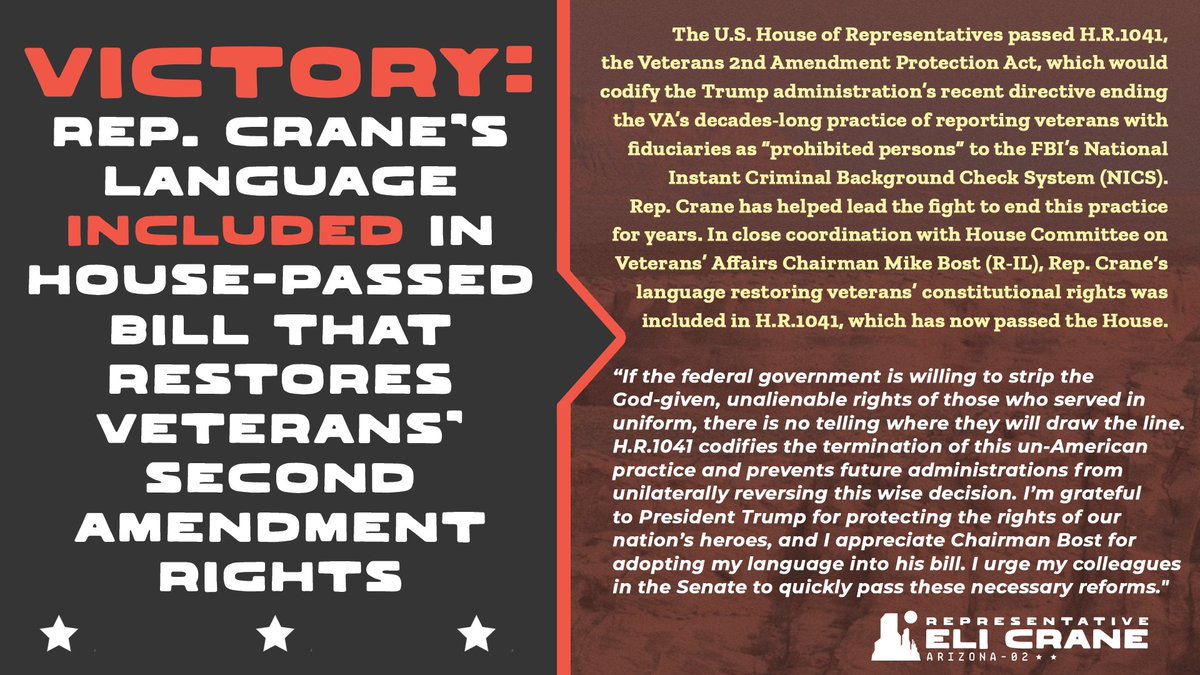 Today, the House passed the bipartisan Veterans 2nd Amendment ...