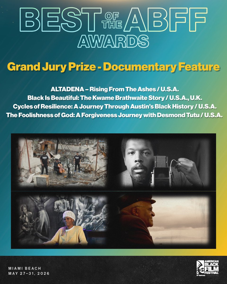 BIBDocumentary's tweet photo. We're thrilled to be included in the 2026 Best of the @ABFF Awards! So honored to see BLACK IS BEAUTIFUL: THE KWAME BRATHWAITE STORY on the Grand Jury Prize - Documentary Feature list. https://t.co/rA6GRtcVfo