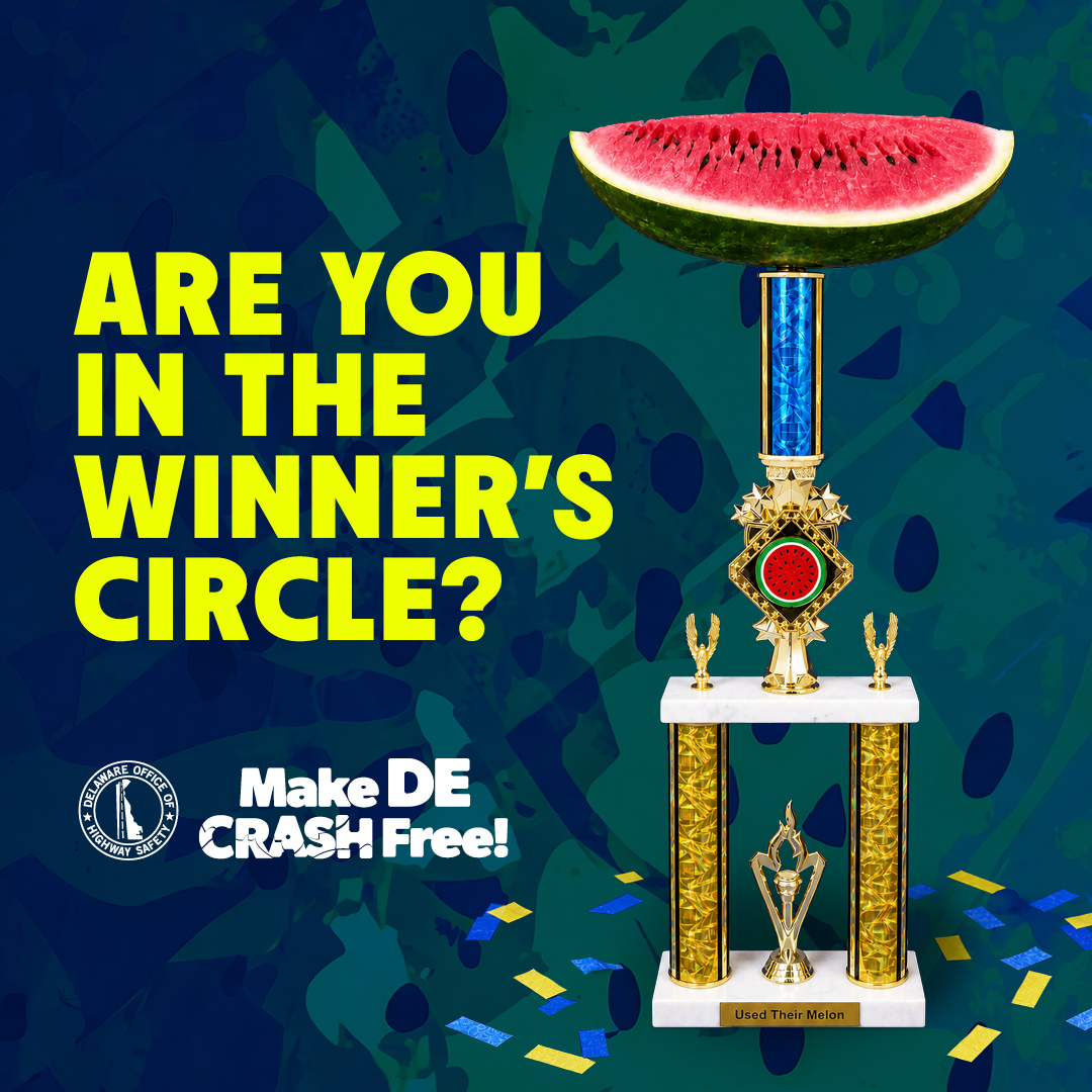 highwaysafetyDE's tweet photo. Are you ready to join the Winner’s Circle? 🏆 Be sure to #UseYourMelon and always plan for a sober ride home, and you’re already there. https://t.co/IHr1tGzrtC