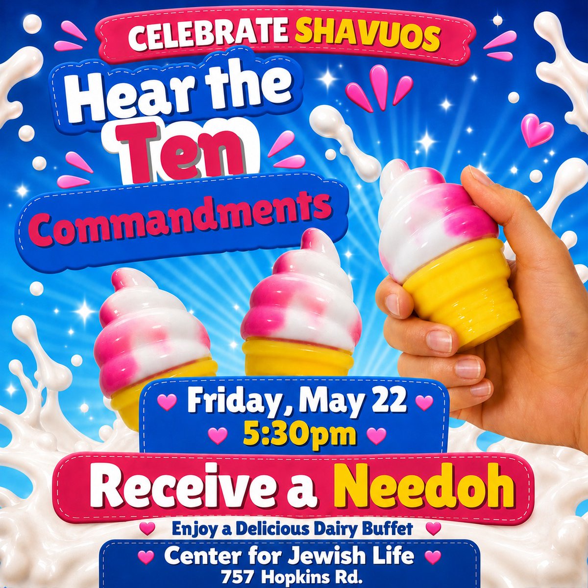JewishBuffalo's tweet photo. G-d's coming to Mt. Sinai... and we're celebrating - Shavuot @ Center for Jewish Life  - *|https://t.co/1OhRWkrUUa|* https://t.co/EWAD2yDmaL