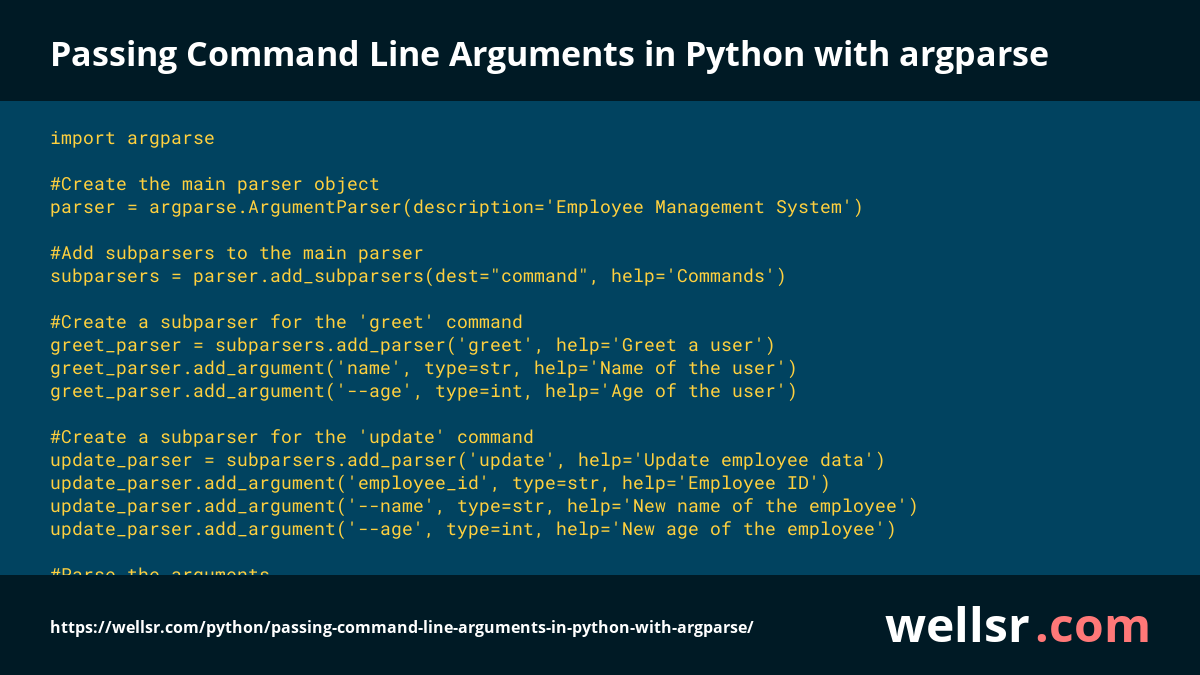 ryanwellsr's tweet photo. Passing Command Line Arguments in Python with argparse
Full tutorial: https://t.co/gGaOvn3oAS https://t.co/lGTT1q86LZ