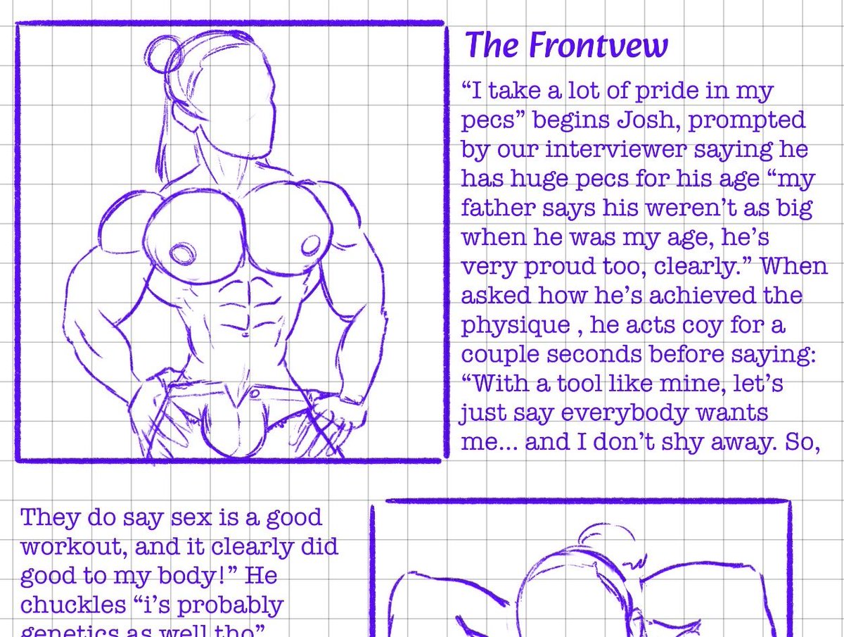 Ressen_04kKind's tweet photo. #wip working on some pseudo-pages for that fake magazine I drew Josh on and invented. Having fun with poses and adding details to the fantasy. #muscleteen #oc #nsfw #art https://t.co/BsvQWkuFOR