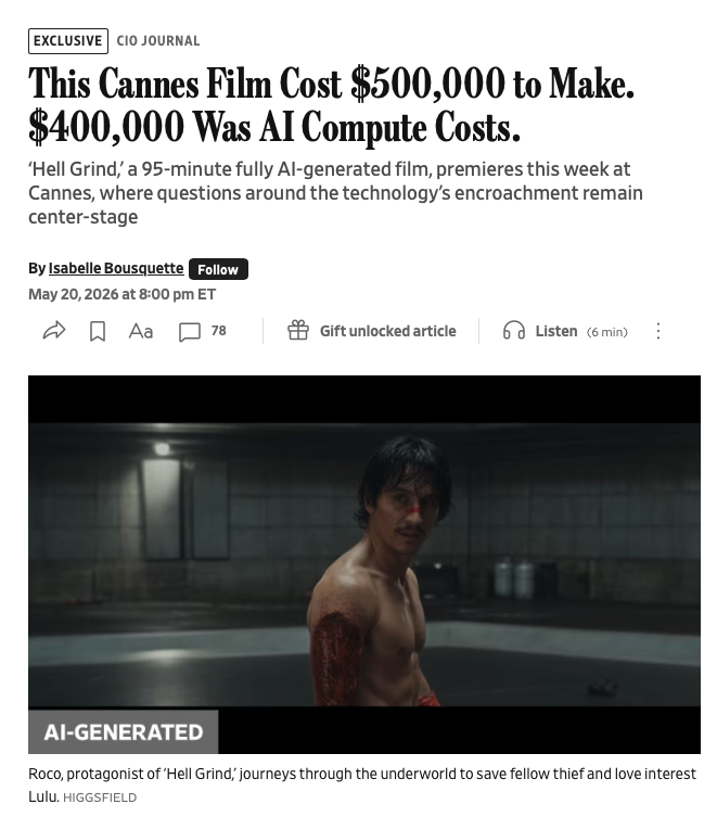 tunguz's tweet photo. Full AI generated feature films are here. https://t.co/qS50l6KXYo