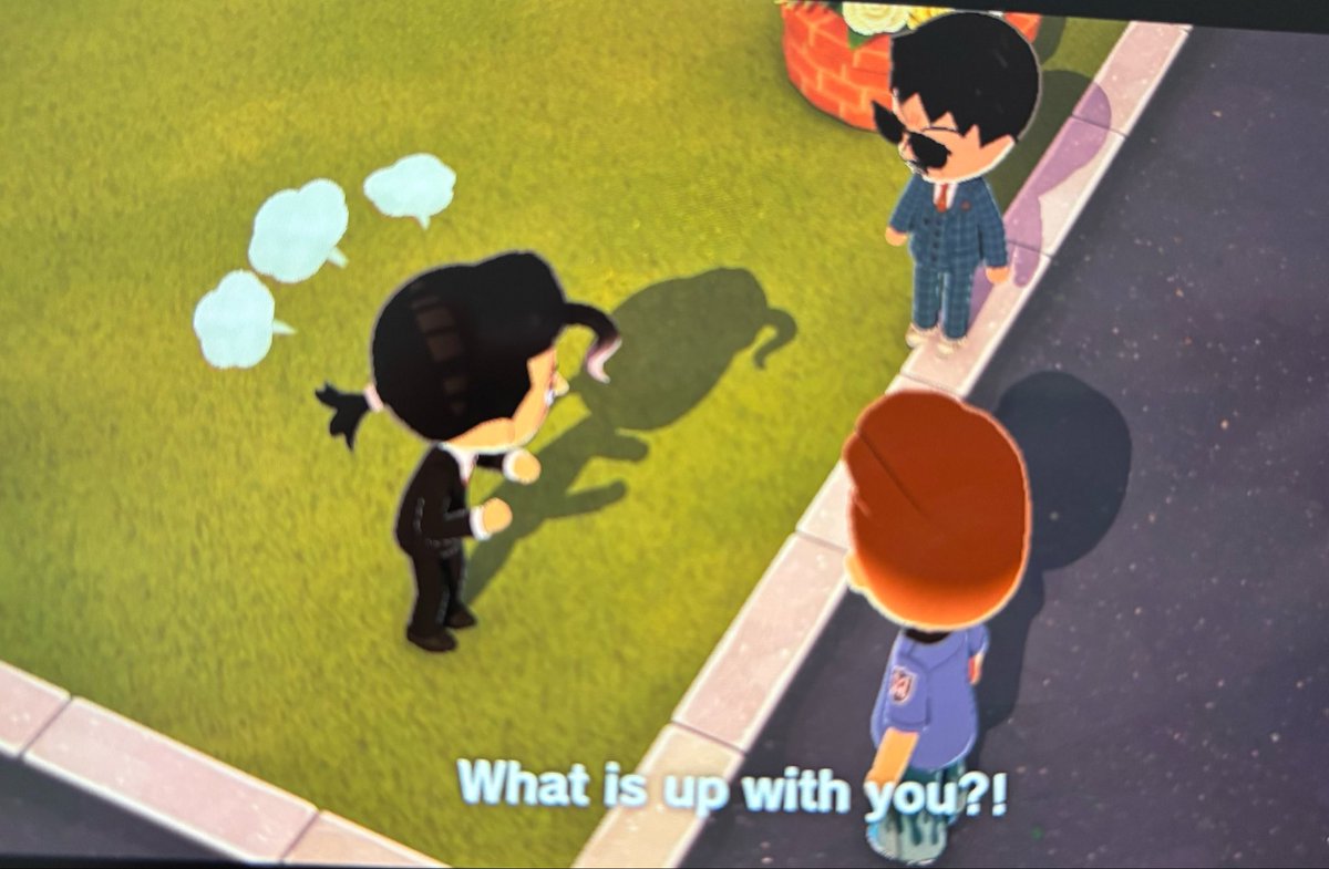 Rachel_Cubb's tweet photo. Tony and Strange got married on my Tomodachi island and Tony’s jealousy is about to RUIN IT https://t.co/h32nh5prmf