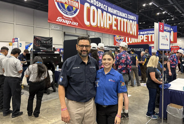 AviationWeekMRO's tweet photo. Three generations strong: Marco Tijerina's aviation career inspired his daughter Samantha, who competed alongside him at MRO Americas for the first time.
#AMTDay #aviationmaintenance 
https://t.co/eLIHQob76f https://t.co/SGRKJn9weJ