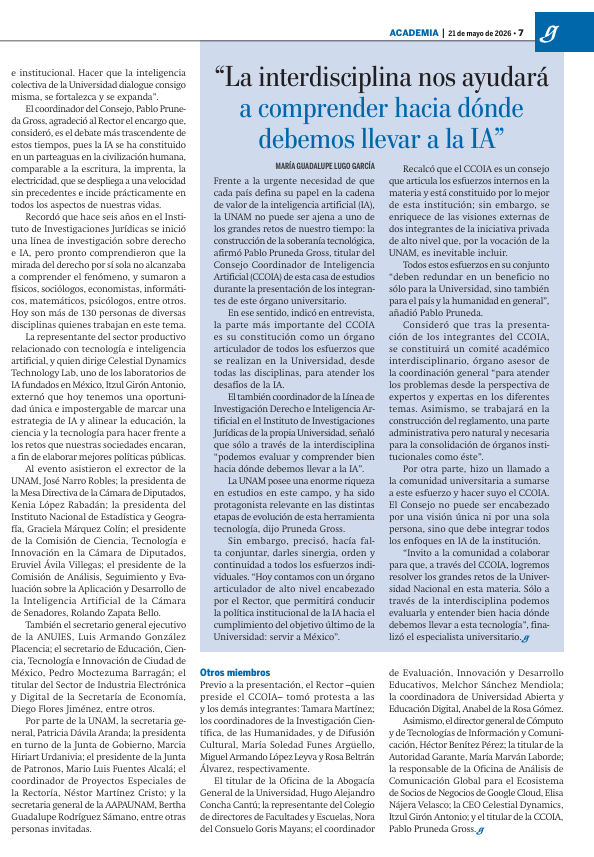 AGAUNAM's tweet photo. 🤖El pasado lunes estuvimos presentes en la instalación del Consejo Coordinador de Inteligencia Artificial de la @UNAM_MX
🤚La Autoridad Garante será miembro del #CCOIA
#IA #transparencia #DDPP #UNAM https://t.co/zj986pLKNx
