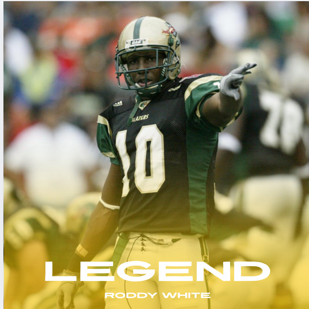 GroupOfFiveGuys's tweet photo. He led the NCAA in receiving yards in 2004. He led the NFL in receptions in 2010.

🏈All Pro
🏈4x Pro Bowler
🏈All American

A @UAB_FB and @AtlantaFalcons LEGEND, Roddy White. https://t.co/VD0iF1a8tg