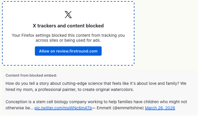 joeriddles10's tweet photo. This is a new one for me. Not only does 🦊 block trackers — it shows the content that it blocked! https://t.co/Kgwa5x5W2H