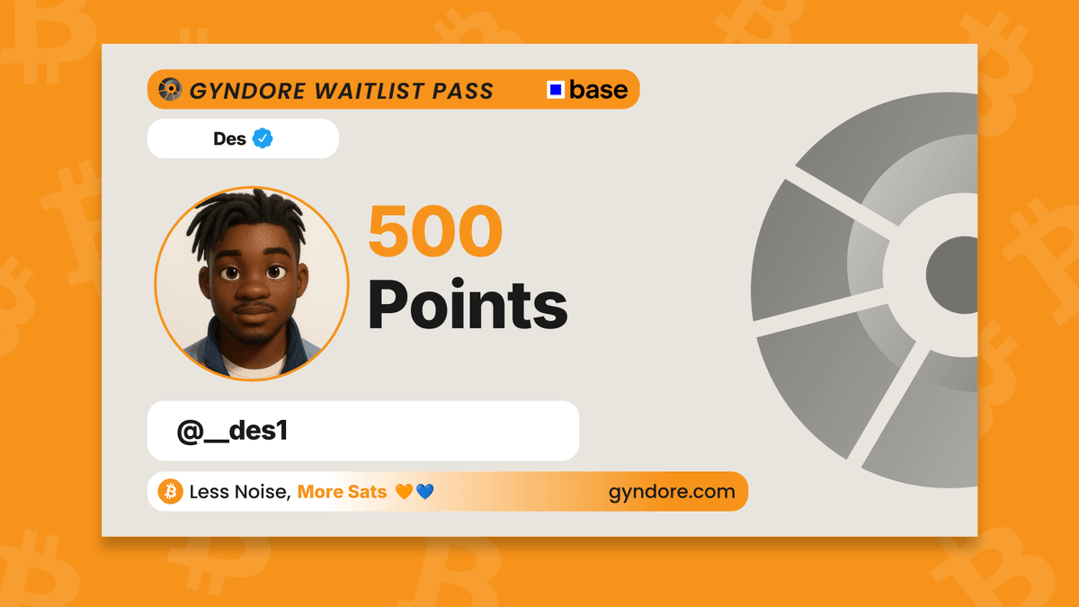 __des1's tweet photo. Secured my spot on the @Gyndore waitlist.

Already stacking. It pays to be early.

Join now &amp; claim your points → https://t.co/5zJshLKRM0 https://t.co/SRi551fKN8