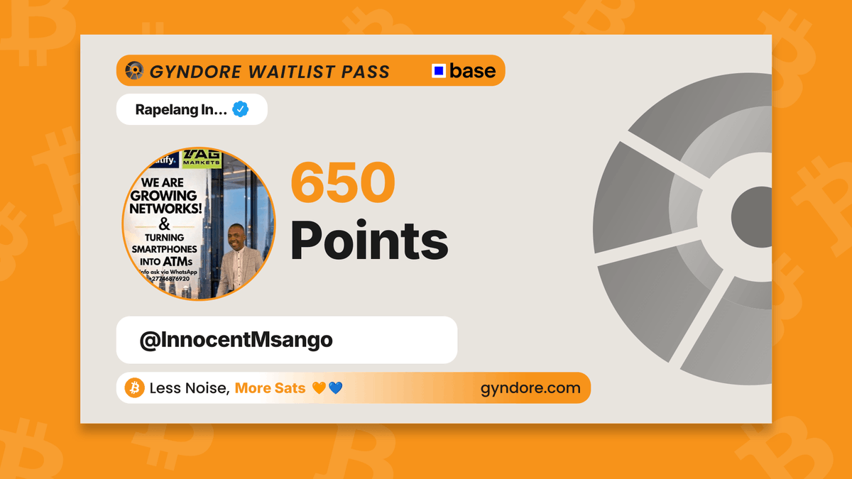 InnocentMsango's tweet photo. Secured my spot on the @Gyndore waitlist.

Already stacking. It pays to be early.

Join now &amp; claim your points → https://t.co/4zjl2IvlUb https://t.co/Yjj7ye9aYB