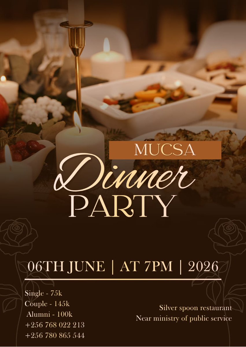 MUCSAMakCHS's tweet photo. You are warmly invited to the MUCSA Dinner  a special evening to celebrate the journey, memories, friendships, and achievements we’ve shared. Come dressed to impress and join us for a night filled with joy, laughter, networking, entertainment, and unforgettable moments. https://t.co/aEHATkUzIk