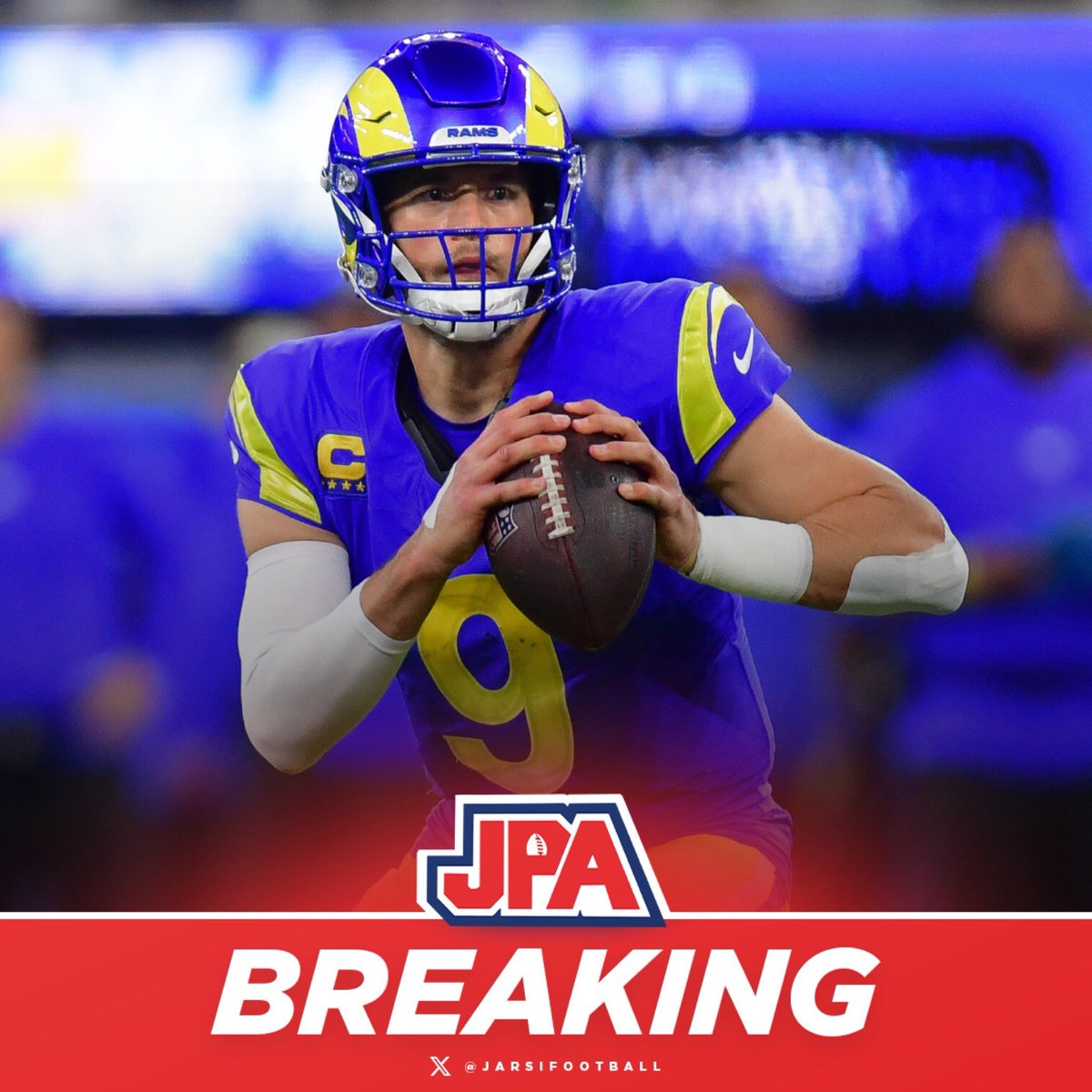 jasrifootball's tweet photo. BREAKING: Rams are signing MVP QB Matthew Stafford to a 1-year extension worth up to $60M, per @AdamSchefter https://t.co/SAiYFlpNlU