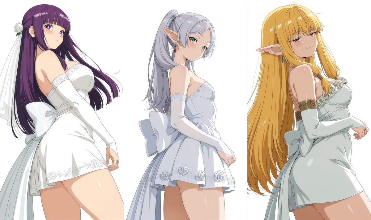 Dorozzz2's tweet photo. Sousou no frieren Wedding Dress collection ❤️

Pick one group https://t.co/gn3KuaxXAG