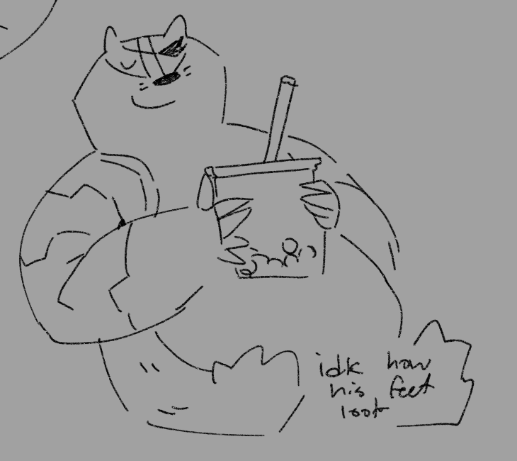 kernby_'s tweet photo. badgerclops drinking a huge ass boba tea https://t.co/xYcUt83qpY