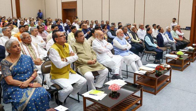 ANI's tweet photo. In a post on X, PM Narendra Modi says, "Had a fruitful meeting of the Council of Ministers yesterday. We exchanged perspectives and best practices relating to boosting ‘Ease of Living, ‘Ease of Doing Business’ and how to further reforms in order to realise our shared dream of a Viksit Bharat."

(Photo source: PM Modi/X)