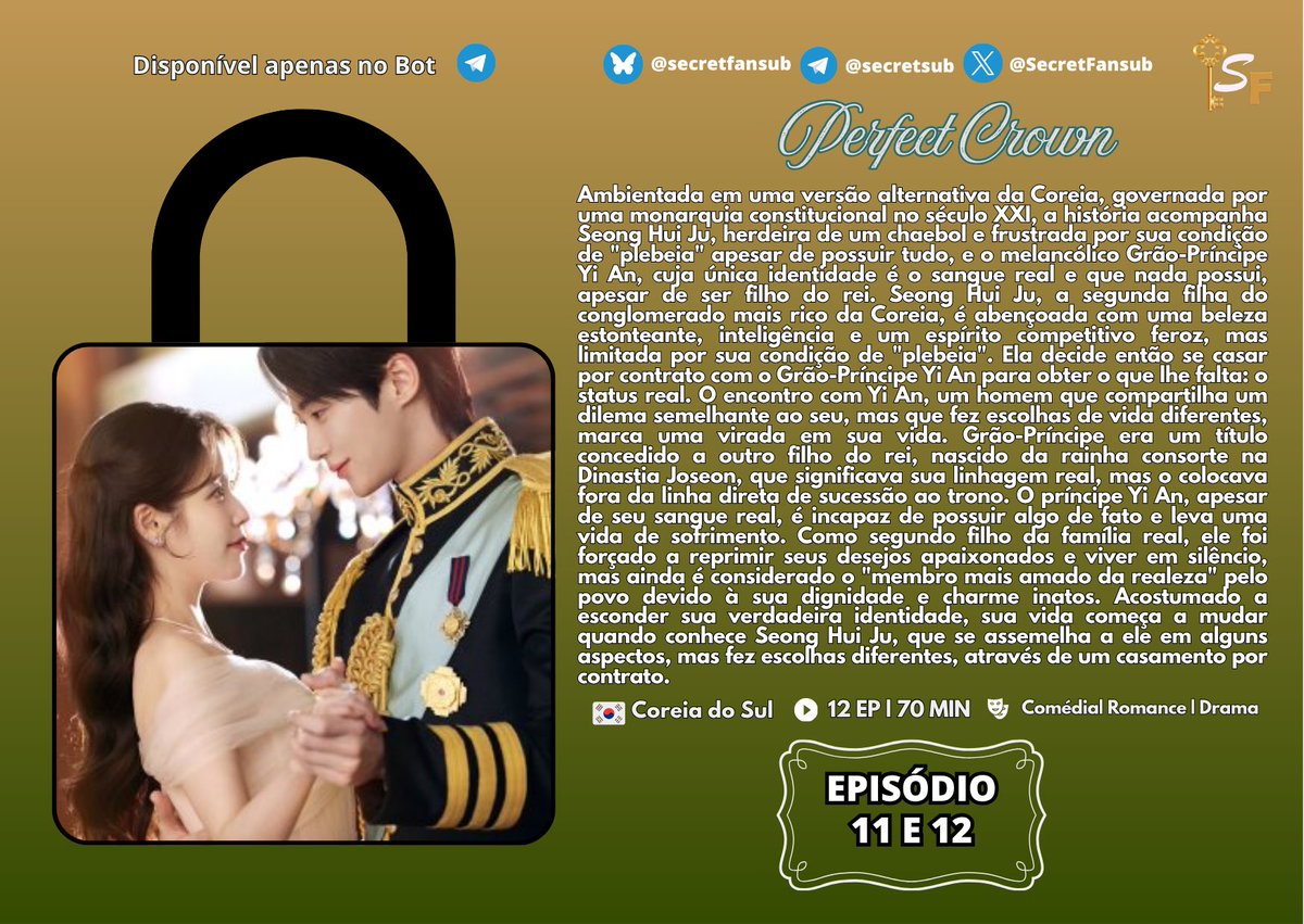SecretFansub's tweet photo. ✨DRAMA FINALIZADO ✨

[ Disponível apenas no BOT ] 

Drama: Perfect Crown

📍Você pode encontrá-lo em :
Dramas ➡️ K-dramas ➡️ P

Obrigada por assistirem esse drama com a gente! ❤️ https://t.co/OyUncbuPEZ