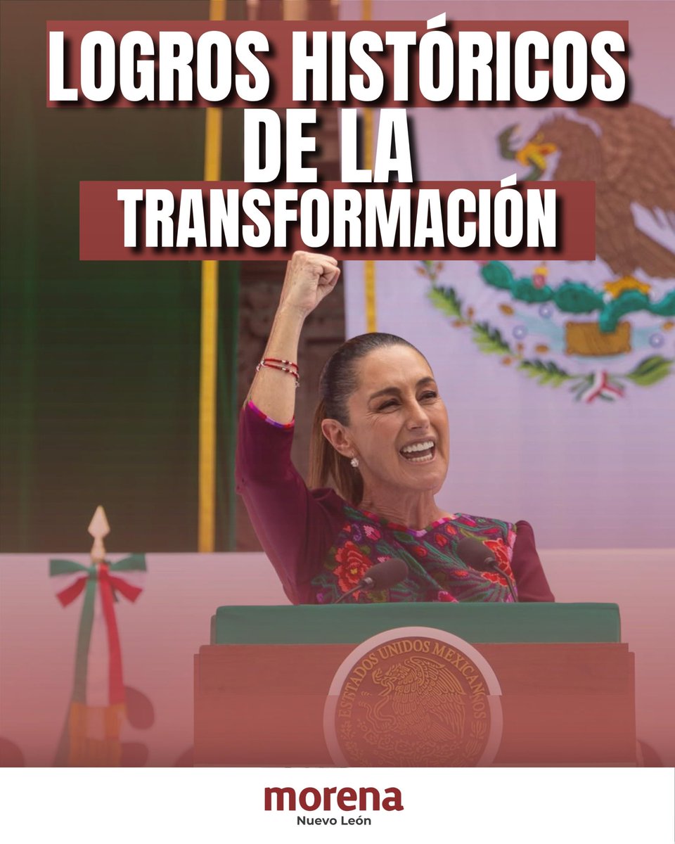 morenanloficial's tweet photo. La transformación se construye con hechos. 🇲🇽✨

Menos pobreza, más bienestar, empleo digno, educación, salud, seguridad, infraestructura e innovación para el pueblo. https://t.co/GHPVSnMz73