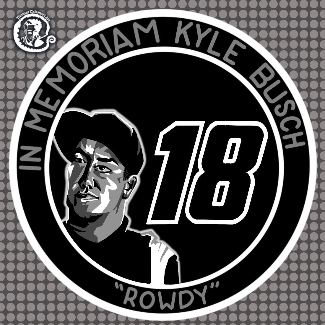 tomcalamariart's tweet photo. It is a sad day in the NASCAR world, Race Driver and 2x Cup Champion Kyle Busch has sadly and unexpectedly passed away at the age of 41 (1985-2026). Rest in Peace. #nascar #kulebusch #restinpeace #racecardriver #champion https://t.co/zRjnbqKaBD