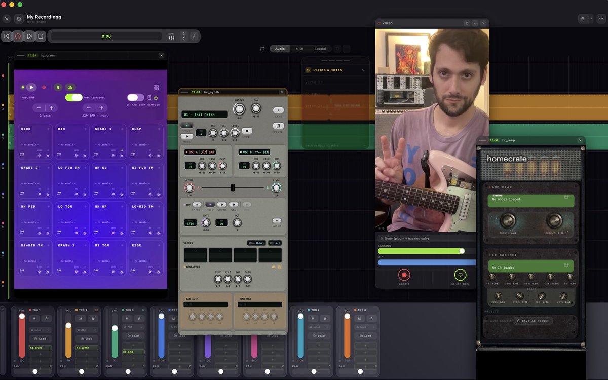 homecrateplayer's tweet photo. Working on the next version of the homecrate while the macOS review is in its (hopefully) final stages. Been a dream since I was young to build my own DAW. Kinda funny being a tracker user only and end up making this horizontal heavy music production workflow. https://t.co/rBudTvXC98