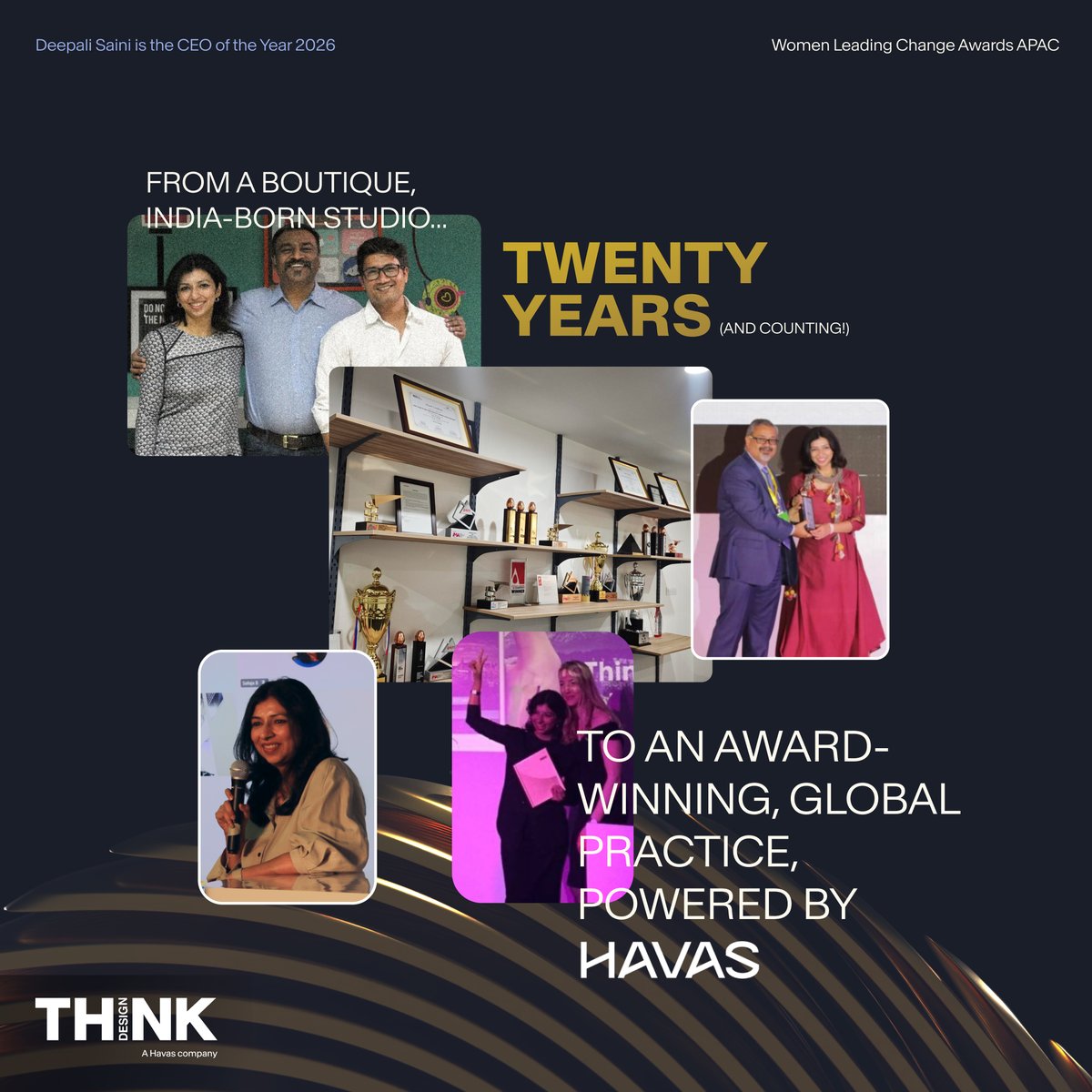thinkdotdesign's tweet photo. She started with a simple belief that great design from India could shape the world.

Powered by Havas, Think Design has become: 
a practice that grew across markets, teams that grew into leaders, and work that consistently looked ahead of the curve.

Congratulations, Deepali! https://t.co/dZMtB35XQA