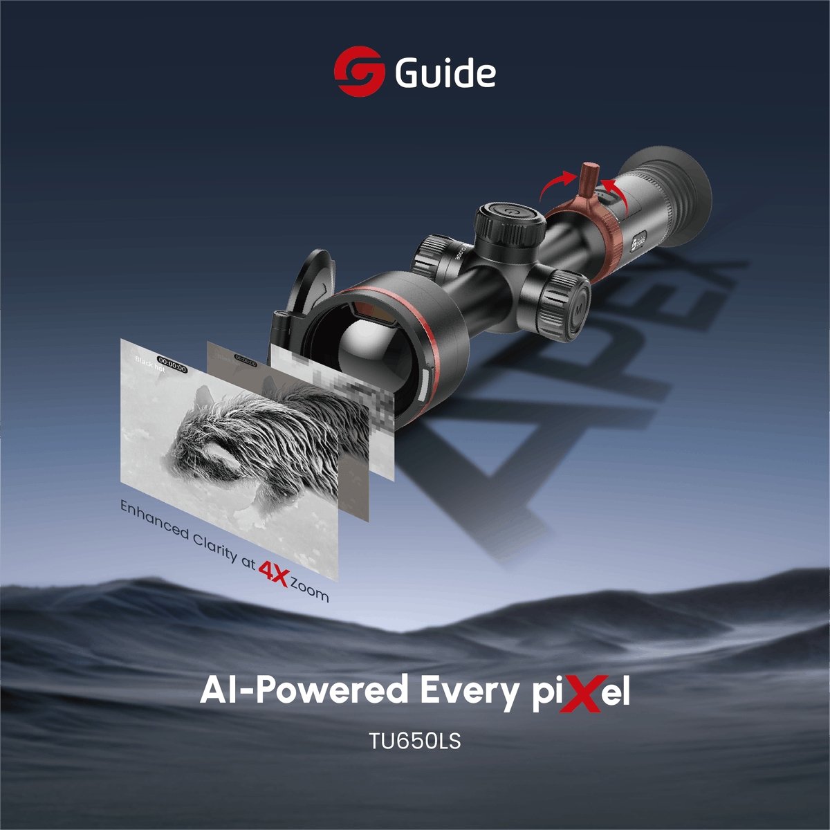Guide__outdoor's tweet photo. Meet the new TU650LS—powered by ApexVision.

AI-Powered Every Pixel.
Enhanced Clarity at 4X Zoom.

Built for hunters who demand clarity when it counts. 🎯🌙

#TU650LS #GuideOutdoor #ThermalScope #ThermalImaging #NightHunting #ApexVision https://t.co/yd6qYy441j